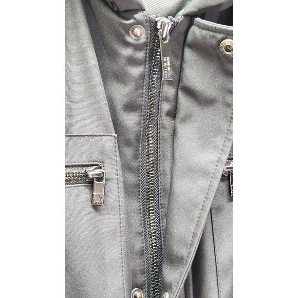 Kenneth Cole Reaction Mens Hooded Black Jacket With Zip & Button Closures Multip - Picture 9 of 15